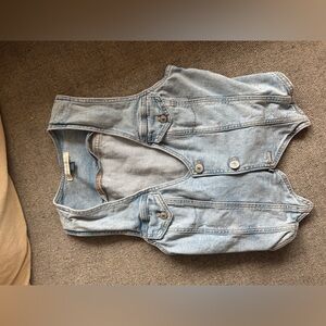American Eagle Outfitters Light Blue Denim Vest
